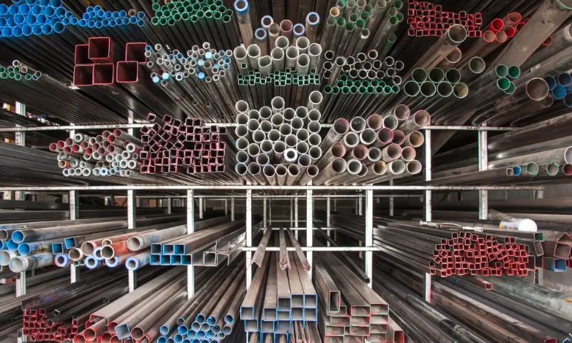 A rack of steel tubing